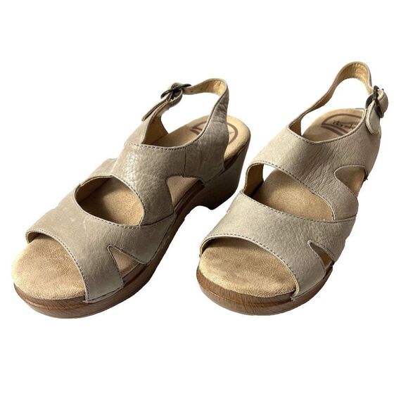 Dansko casual heel sandals mocha leather Womens EU 36 US 5.5 Sling Back Open Toe - Picture 4 of 12